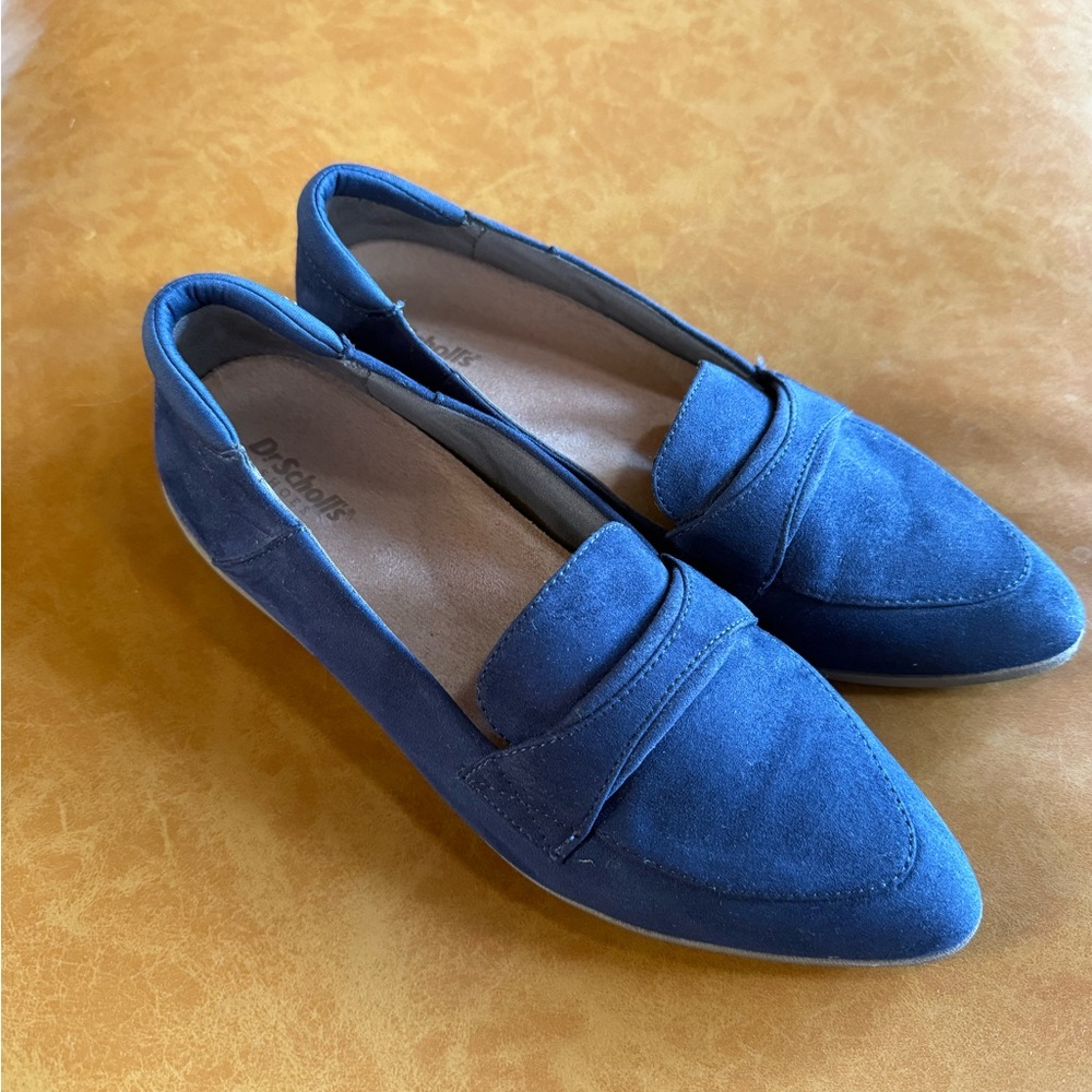 Dr. Scholl's Blue Suede Pointed-Toe Loafers